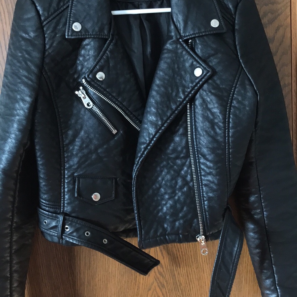 Black Vegan Leather Jacket - Size Medium